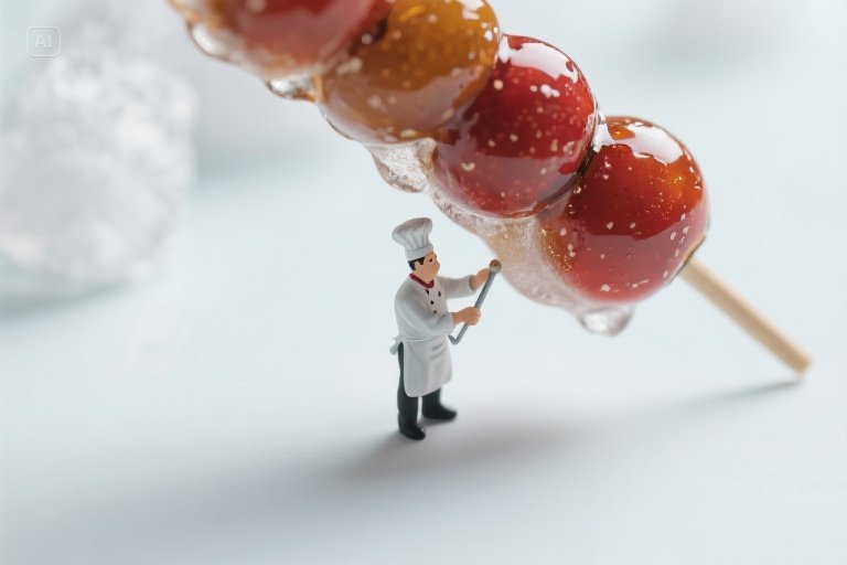 Miniature chef under candy hawthorn