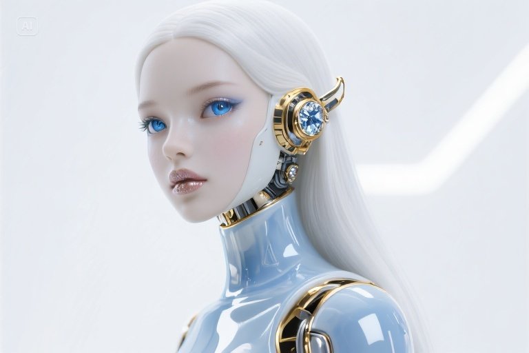 Surreal mechanical beauty futuristic