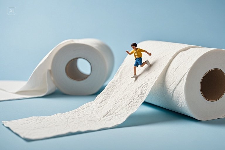 Macro tilt-shift child on paper slide